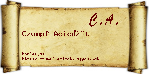 Czumpf Acicét névjegykártya